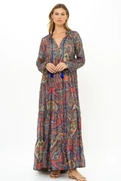 Oliphant Balloon Sleeve Maxi- Persia Cobalt