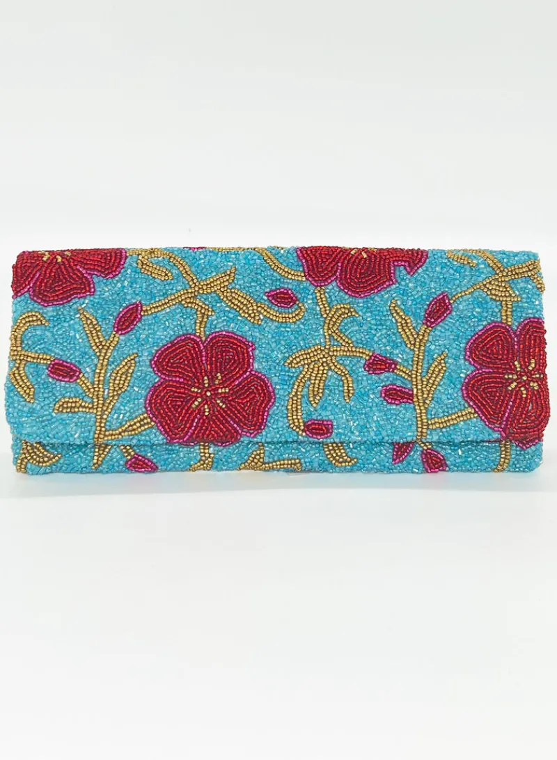 Oliphant Beaded Clutch- Carolina Aqua