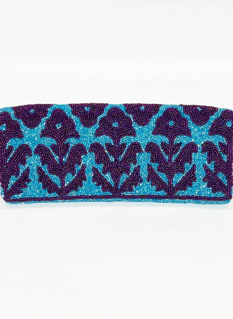 Oliphant Beaded Clutch- Marigold Purple Aqua