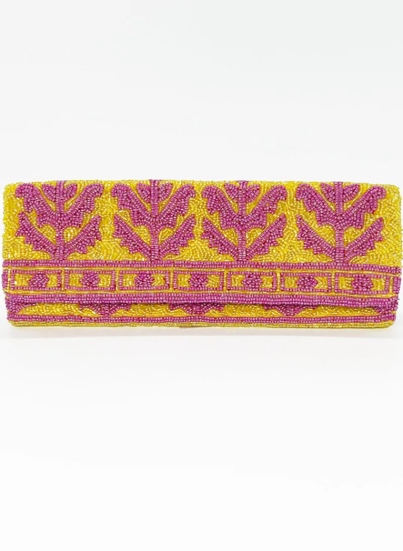 Oliphant Beaded Clutch- Marigold Yellow