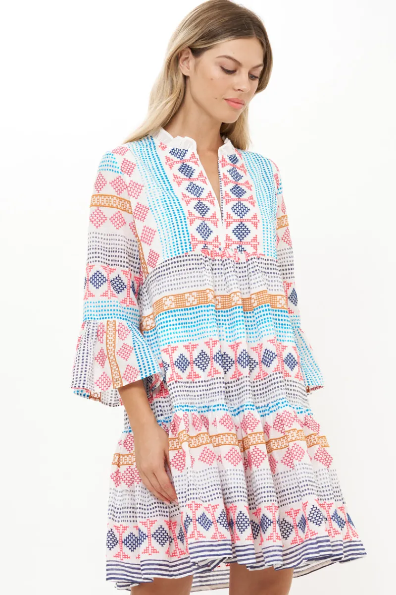 Oliphant Bell Sleeve Tiered Mini- Casablanca Multi