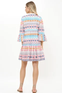 Oliphant Bell Sleeve Tiered Mini- Casablanca Multi