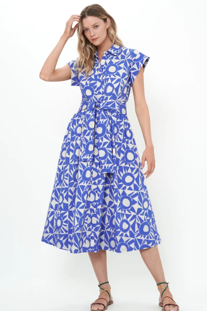 Oliphant Belted Shirt Dress- Eclipse Blue