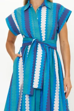 Oliphant Belted Shirt Dress- Meko Blue