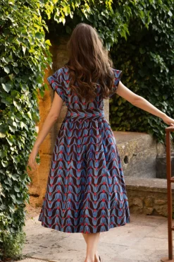 Oliphant Belted Shirt Dress Midi- Tulip Red