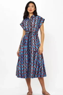 Oliphant Belted Shirt Dress Midi- Tulip Red