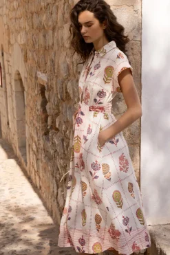 Oliphant Belted Shirt Dress- Taormina Cream