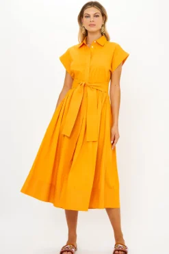 Oliphant Belted Shirt Dress- Tuki Marigold