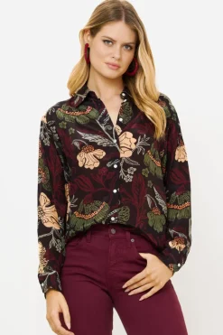 Oliphant Button Down Blouse- Turin Wine