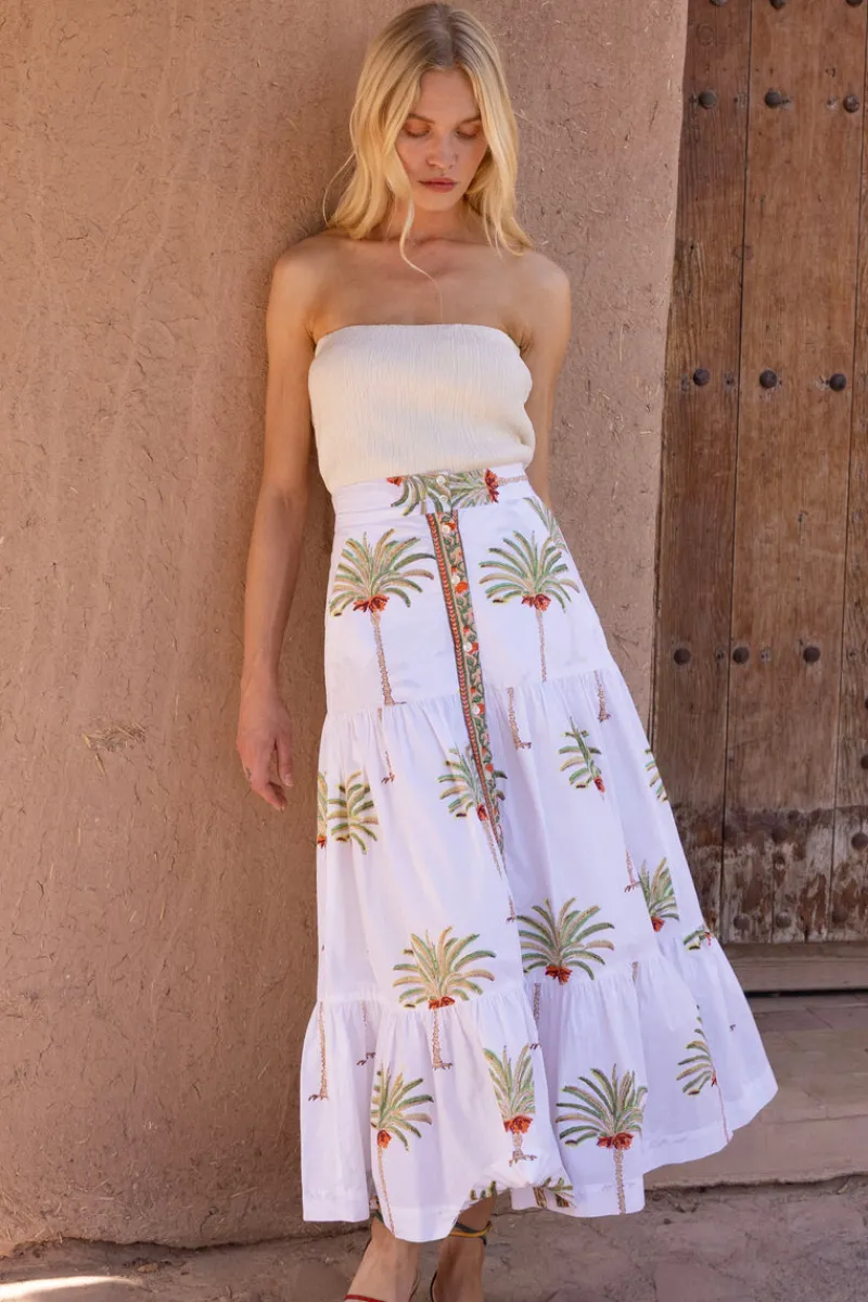 Oliphant Button Front Skirt- Canary Green