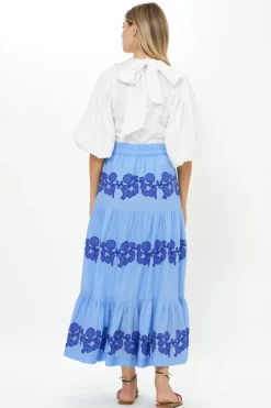 Oliphant Button Front Skirt- Tangier Blue