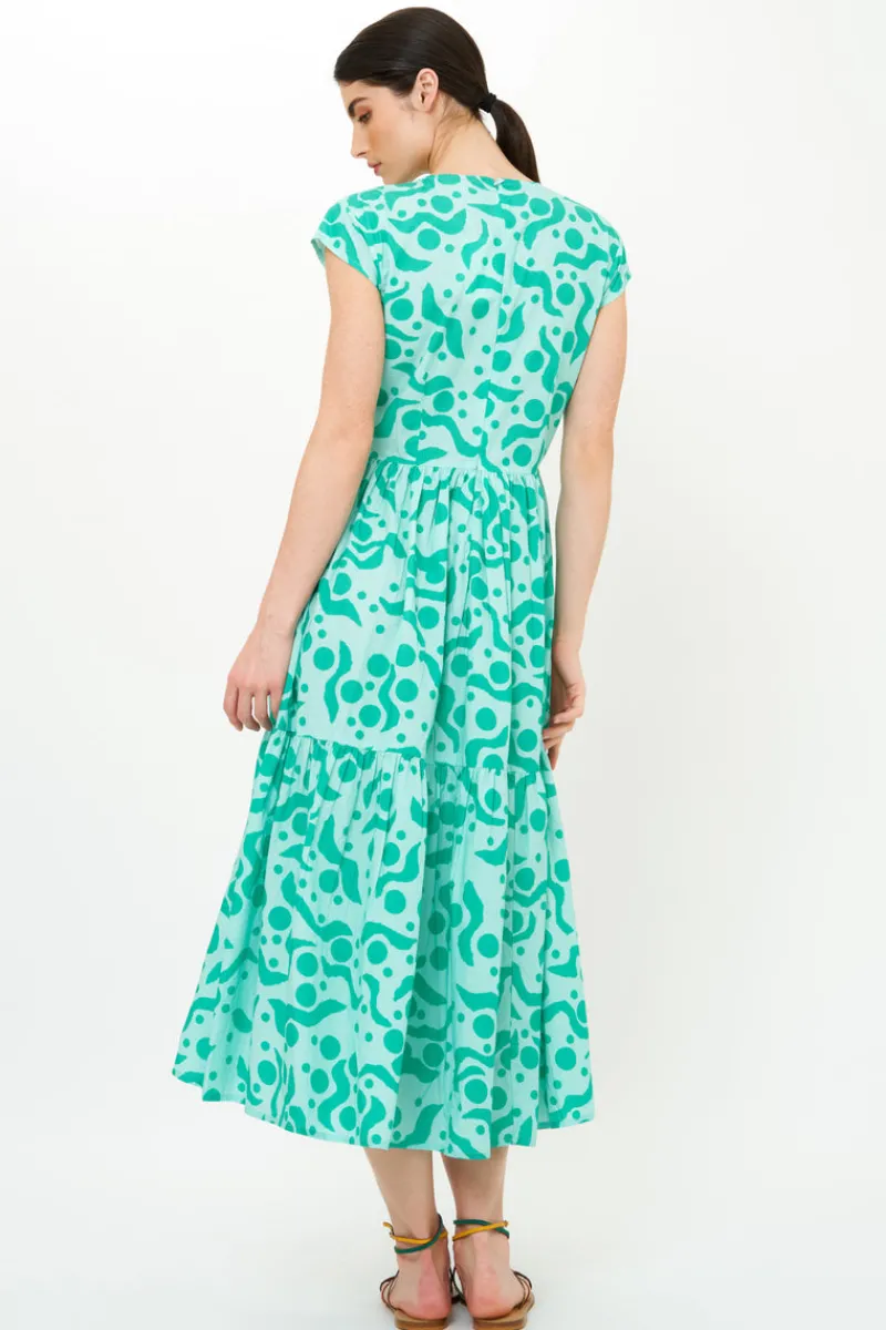 Oliphant Cap Sleeve Midi- Acadia Aqua