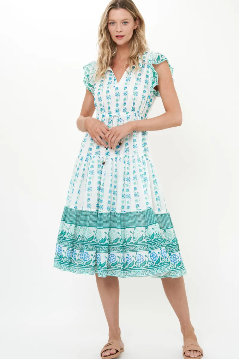 Oliphant Cinched Flirty Midi- Boreggo Green
