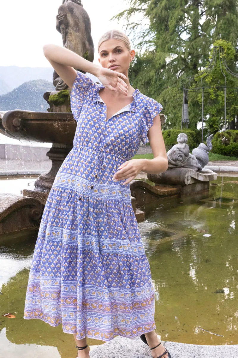 Oliphant Cinched Flirty Midi- Clover Blue