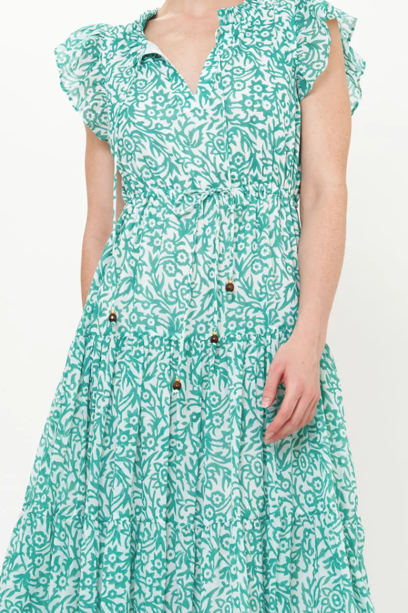 Oliphant Cinched Flirty Midi- Cypress Jade