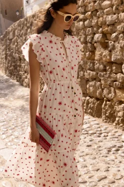 Oliphant Cinched Flirty Midi- Ellsworth Red
