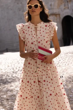 Oliphant Cinched Flirty Midi- Ellsworth Red