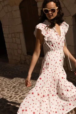 Oliphant Cinched Flirty Midi- Ellsworth Red