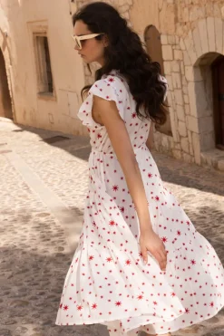 Oliphant Cinched Flirty Midi- Ellsworth Red