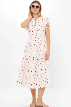 Oliphant Cinched Flirty Midi- Ellsworth Red