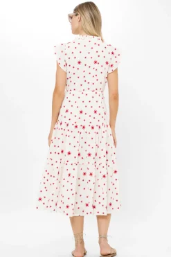 Oliphant Cinched Flirty Midi- Ellsworth Red