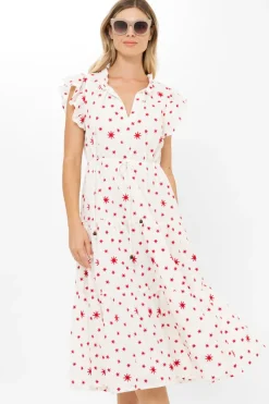 Oliphant Cinched Flirty Midi- Ellsworth Red