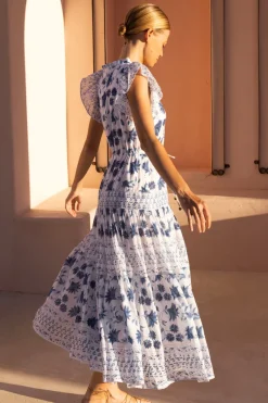 Oliphant Cinched Flirty Midi- Marion Blue