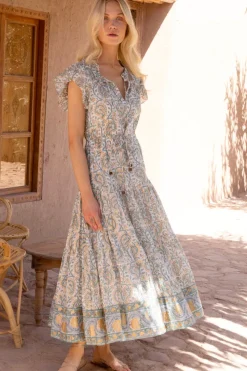Oliphant Cinched Flirty Midi- Marseille Green