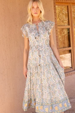 Oliphant Cinched Flirty Midi- Marseille Green