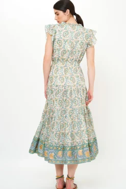 Oliphant Cinched Flirty Midi- Marseille Green