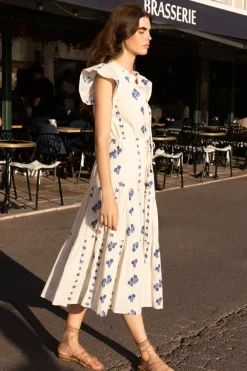 Oliphant Cinched Flirty Midi- Wicklow Blue