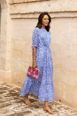 Oliphant Cinched Pintuck Maxi- Cypress Blue