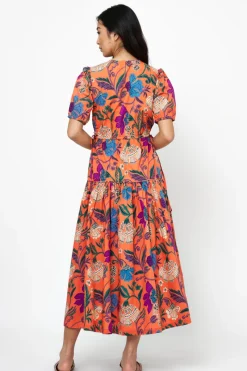 Oliphant Cinched Waist Puff Maxi- Turin Red
