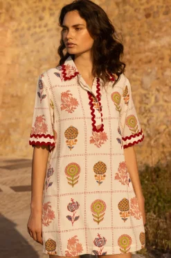 Oliphant Collared Shirt Dress Mini- Taormina Cream