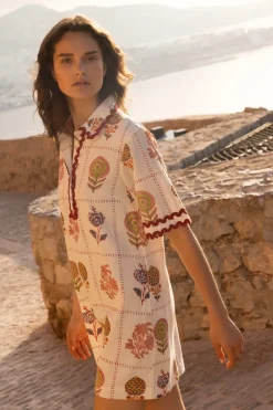 Oliphant Collared Shirt Dress Mini- Taormina Cream