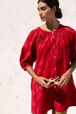 Oliphant Embroidered Button Mini- Tashkent Red