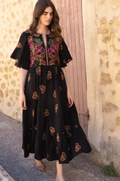 Oliphant Flirty V-Neck Maxi- Almay Black