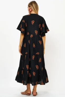 Oliphant Flirty V-Neck Maxi- Almay Black