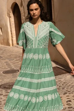 Oliphant Flirty V-Neck Maxi- Soleil Sage