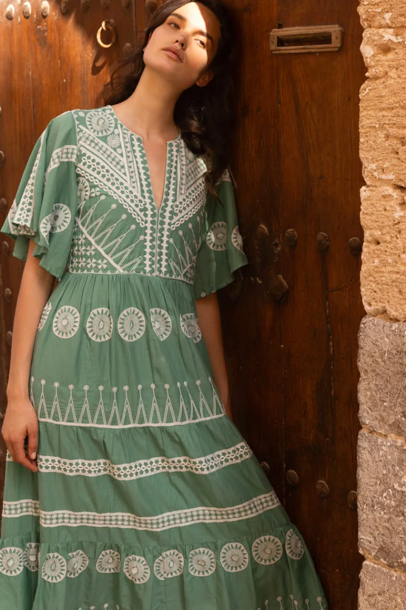 Oliphant Flirty V-Neck Maxi- Soleil Sage