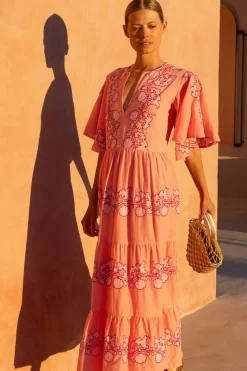 Oliphant Flirty V-Neck Maxi- Tangier Pink
