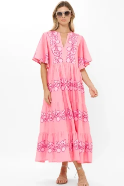 Oliphant Flirty V-Neck Maxi- Tangier Pink