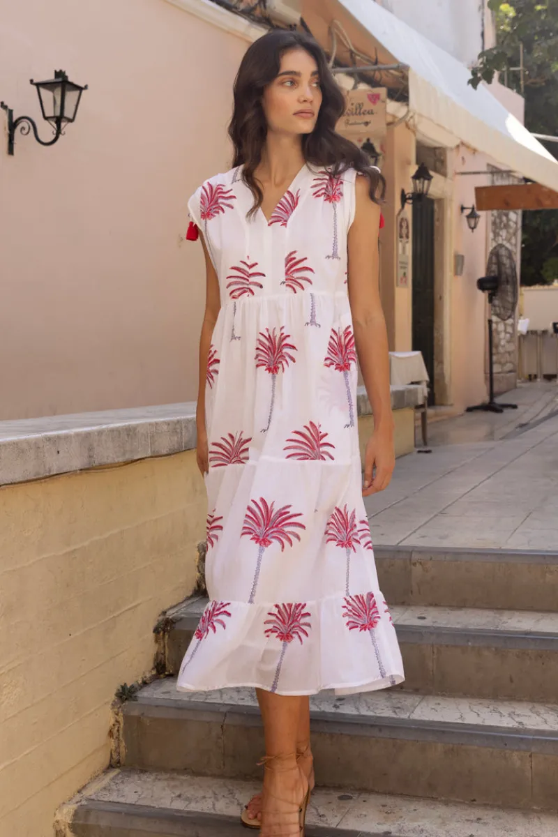 Oliphant Kaftan Midi- Canary Coral