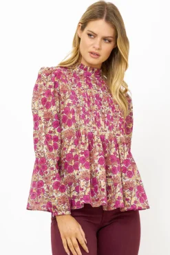Oliphant Long Sleeve Pintuck Blouse- Matera Pink