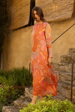 Oliphant Long Sleeve Shift Maxi- Arabia Toffee