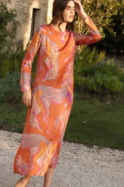 Oliphant Long Sleeve Shift Maxi- Arabia Toffee