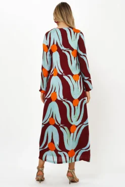 Oliphant Long Sleeve Shift Maxi- Tulip Orange