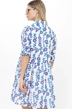 Oliphant Long Sleeve Shirt Dress Mini- Toscana Blue