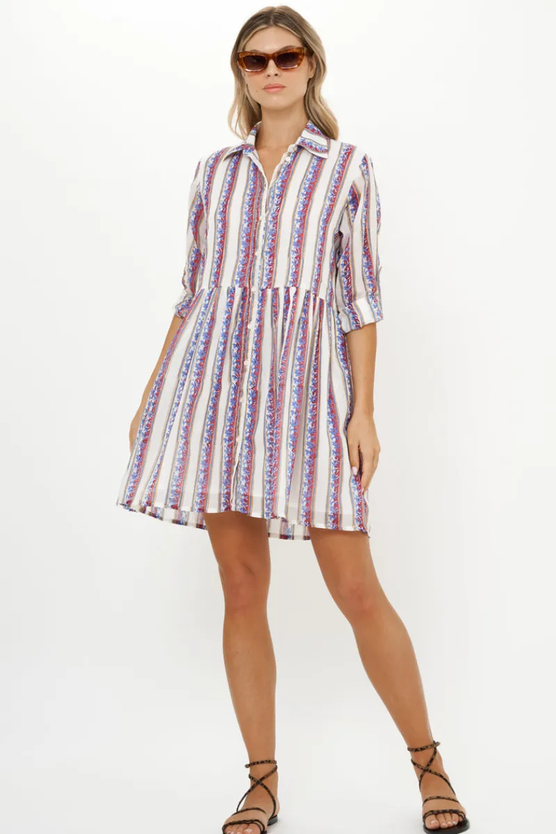 Oliphant Long Sleeve Shirt Dress Mini- Haveli Peri