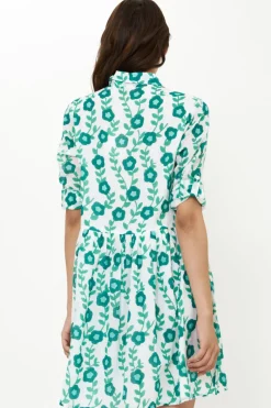Oliphant Long Sleeve Shirt Dress Mini- Toscana Green